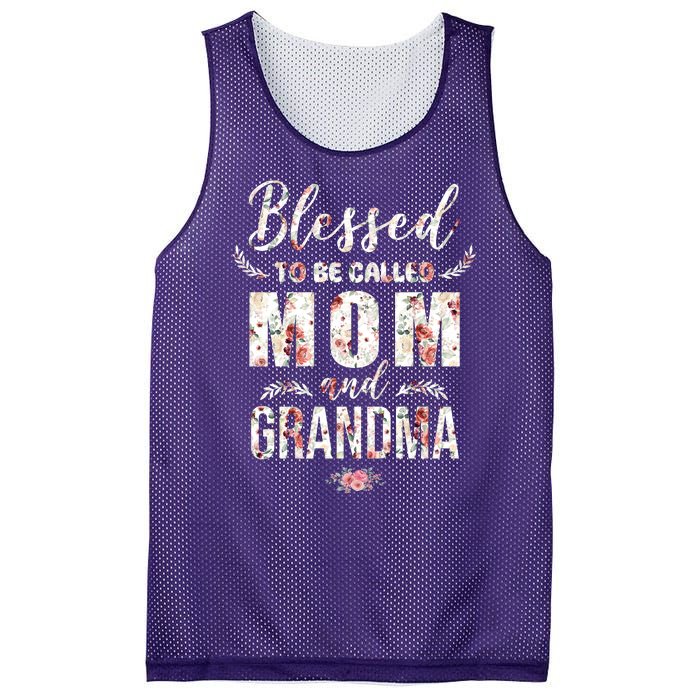 Blessed To Be Called Mom And Grandma Floral Mesh Reversible Basketball Jersey Tank