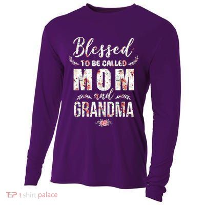 Blessed To Be Called Mom And Grandma Floral Cooling Performance Long Sleeve Crew