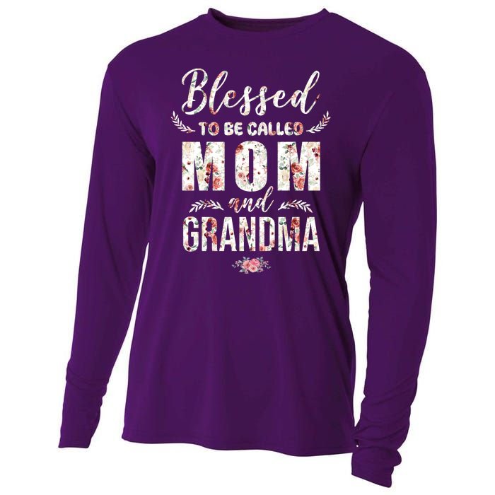 Blessed To Be Called Mom And Grandma Floral Cooling Performance Long Sleeve Crew