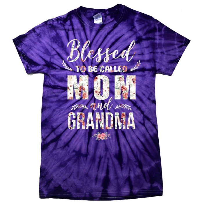 Blessed To Be Called Mom And Grandma Floral Tie-Dye T-Shirt