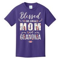 Blessed To Be Called Mom And Grandma Floral Kids T-Shirt