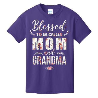 Blessed To Be Called Mom And Grandma Floral Kids T-Shirt