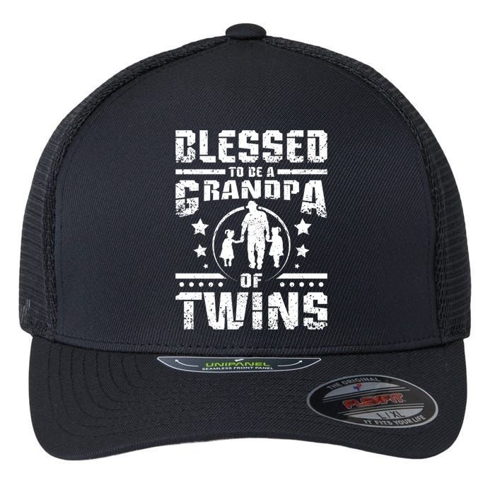 Blessed To Be A Grandpa Of Twins Gift Flexfit Unipanel Trucker Cap