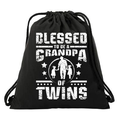 Blessed To Be A Grandpa Of Twins Gift Drawstring Bag
