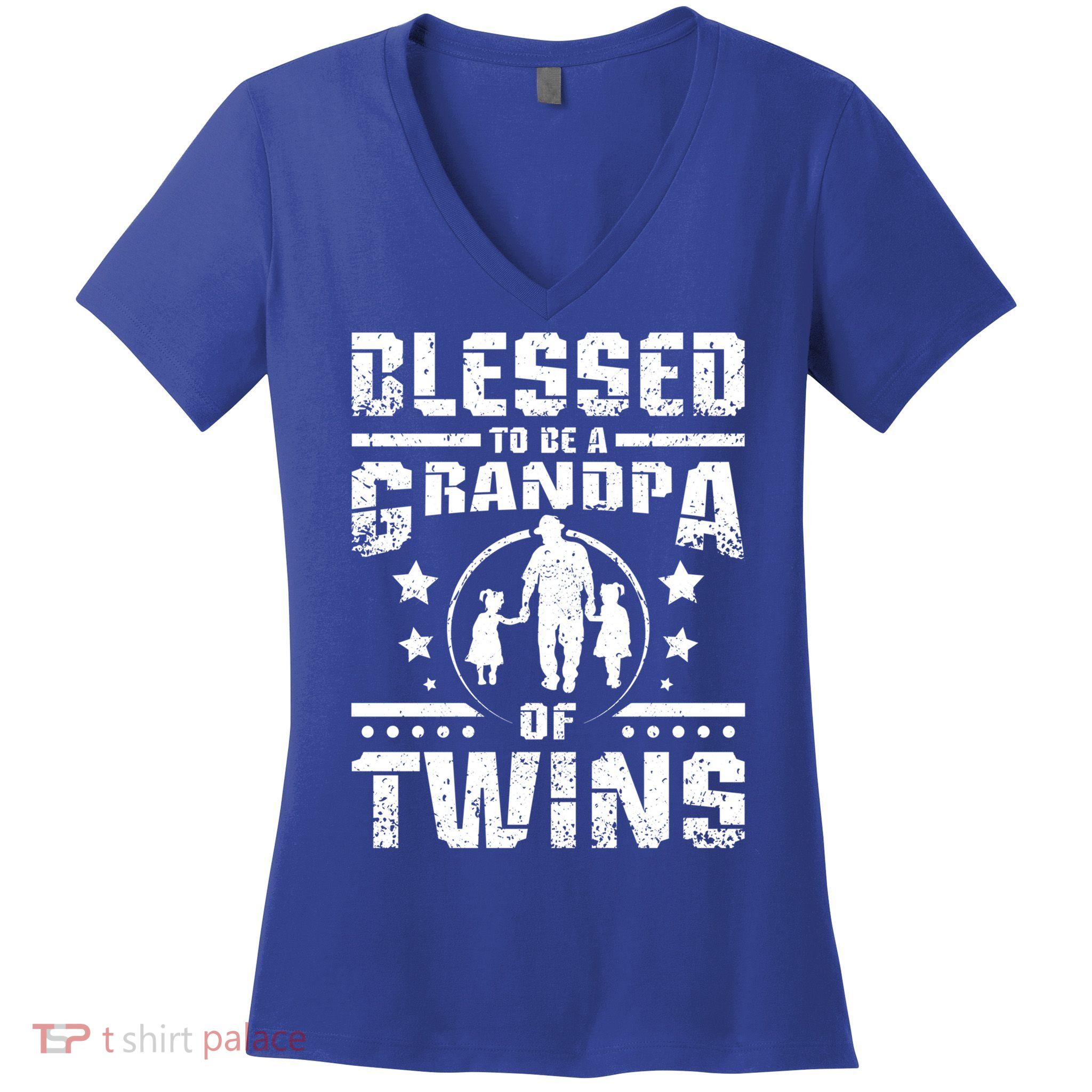 Blessed To Be A Grandpa Of Twins Gift Women's V-Neck T-Shirt