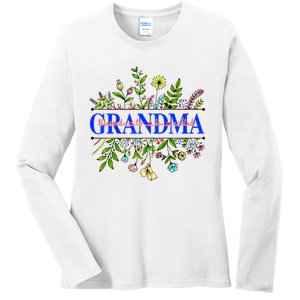 Blessed To Be Called Grandma Wildflower Ladies Long Sleeve Shirt