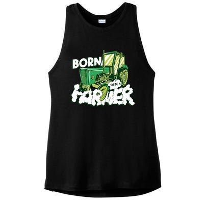 Born To Be A Farmer Tractor Farmer Meaningful Gift Ladies PosiCharge Tri-Blend Wicking Tank