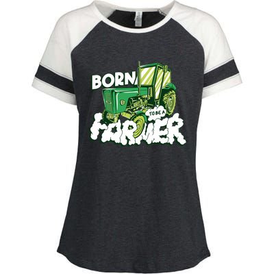 Born To Be A Farmer Tractor Farmer Meaningful Gift Enza Ladies Jersey Colorblock Tee