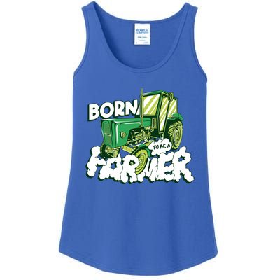 Born To Be A Farmer Tractor Farmer Meaningful Gift Ladies Essential Tank