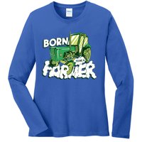 Born To Be A Farmer Tractor Farmer Meaningful Gift Ladies Long Sleeve Shirt