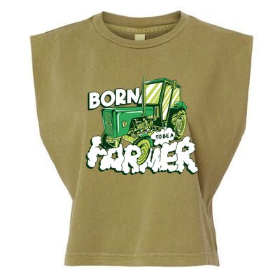 Born To Be A Farmer Tractor Farmer Meaningful Gift Garment-Dyed Women's Muscle Tee