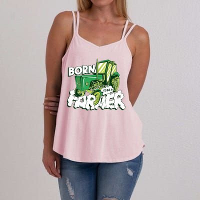 Born To Be A Farmer Tractor Farmer Meaningful Gift Women's Strappy Tank