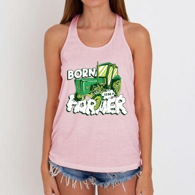 Born To Be A Farmer Tractor Farmer Meaningful Gift Women's Knotted Racerback Tank