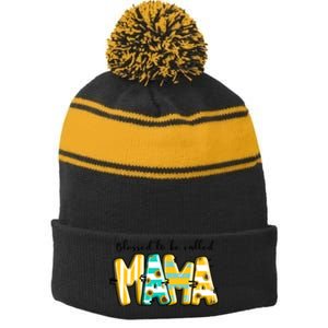 Blessed To Be Called Mama Mother's Day Gift Stripe Pom Pom Beanie