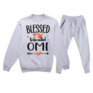 Blessed To Be Called Omi Grandma Omi Grandmother Gift Premium Crewneck Sweatsuit Set