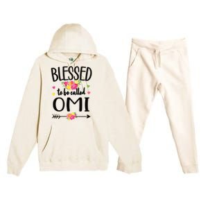 Blessed To Be Called Omi Grandma Omi Grandmother Gift Premium Hooded Sweatsuit Set