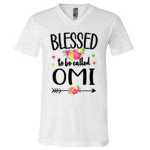 Blessed To Be Called Omi Grandma Omi Grandmother Gift V-Neck T-Shirt