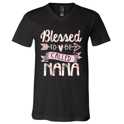 Blessed To Be Called Nana MotherS Day Grandma Women Gift V-Neck T-Shirt