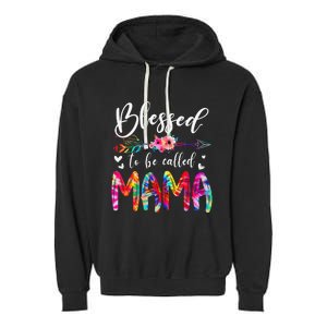 Blessed To Be Called Mom & Mama Floral Tie Dye Mother's Day Garment-Dyed Fleece Hoodie