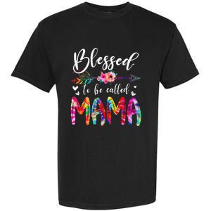 Blessed To Be Called Mom & Mama Floral Tie Dye Mother's Day Garment-Dyed Heavyweight T-Shirt