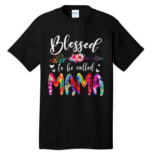 Blessed To Be Called Mom & Mama Floral Tie Dye Mother's Day Tall T-Shirt