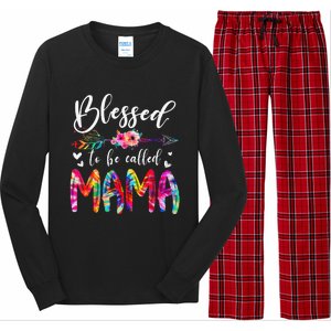 Blessed To Be Called Mom & Mama Floral Tie Dye Mother's Day Long Sleeve Pajama Set