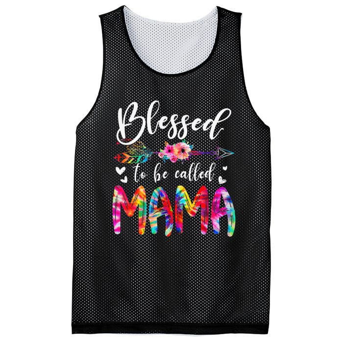 Blessed To Be Called Mom & Mama Floral Tie Dye Mother's Day Mesh Reversible Basketball Jersey Tank