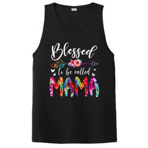 Blessed To Be Called Mom & Mama Floral Tie Dye Mother's Day PosiCharge Competitor Tank