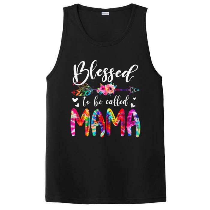 Blessed To Be Called Mom & Mama Floral Tie Dye Mother's Day PosiCharge Competitor Tank