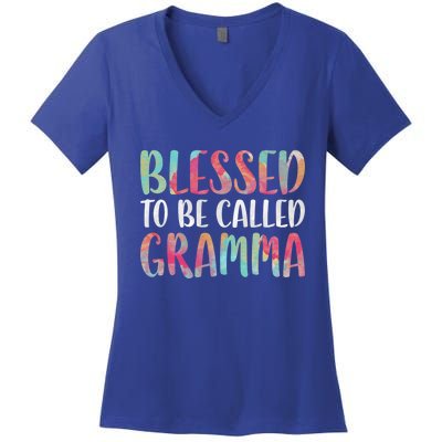 Blessed To Be Called Gramma Funny Gift Mother's Day Gift Women's V-Neck T-Shirt