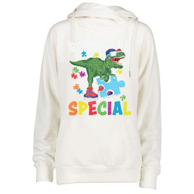 Born To Be Special Trex Puzzle Dinosaur Autism Awareness Gift Womens Funnel Neck Pullover Hood