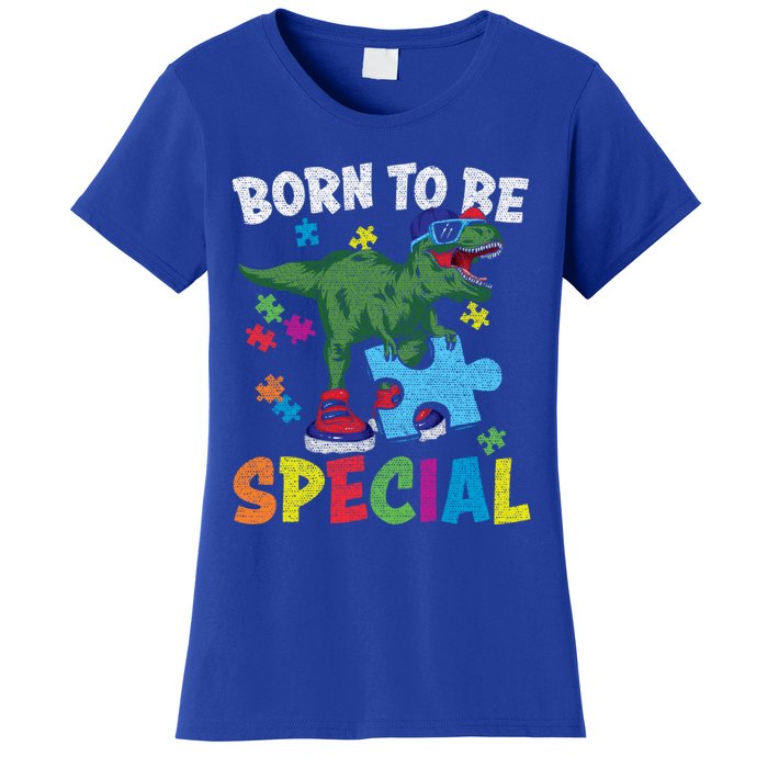 Born To Be Special Trex Puzzle Dinosaur Autism Awareness Gift Women's T-Shirt