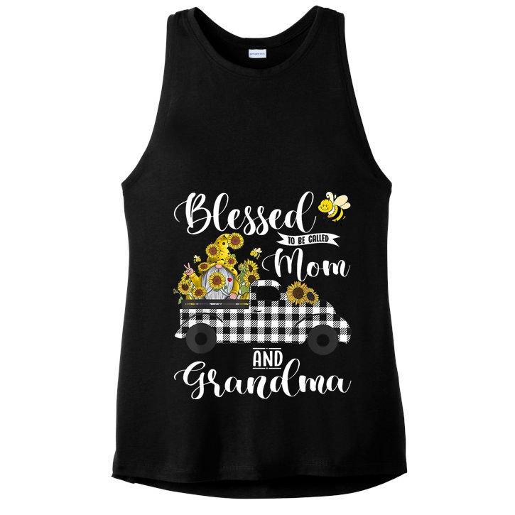 Blessed To Be Called Mom And Grandma Sunflower Gnome Ladies PosiCharge Tri-Blend Wicking Tank