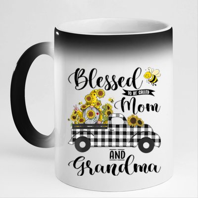 Blessed To Be Called Mom And Grandma Sunflower Gnome 11oz Black Color Changing Mug