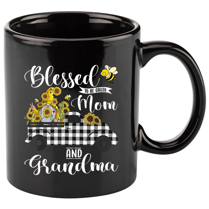 Blessed To Be Called Mom And Grandma Sunflower Gnome 11oz C Handle Ceramic Mug