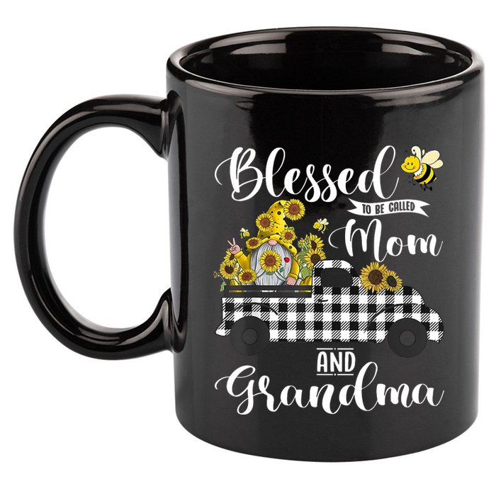 Blessed To Be Called Mom And Grandma Sunflower Gnome 11oz C Handle Ceramic Mug