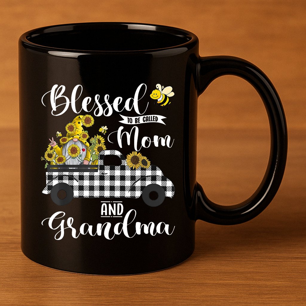Blessed To Be Called Mom And Grandma Sunflower Gnome 11oz C Handle Ceramic Mug