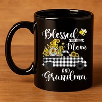 Blessed To Be Called Mom And Grandma Sunflower Gnome 11oz C Handle Ceramic Mug
