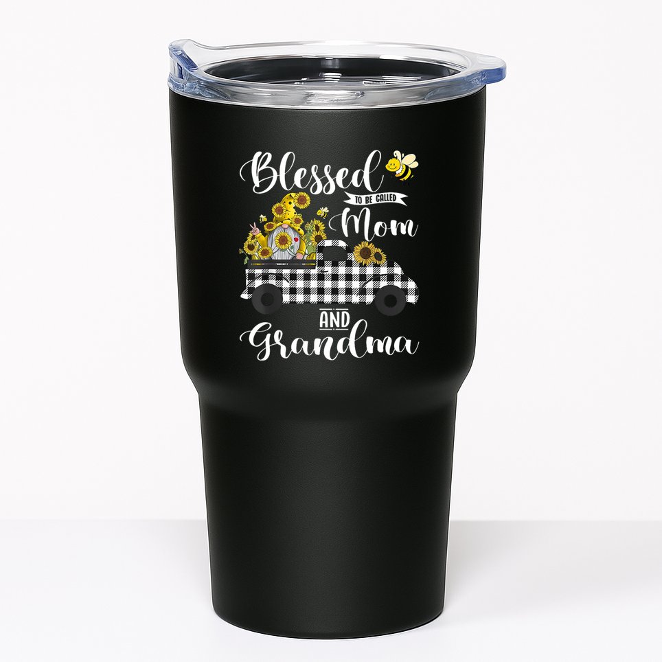 Blessed To Be Called Mom And Grandma Sunflower Gnome Tumbler