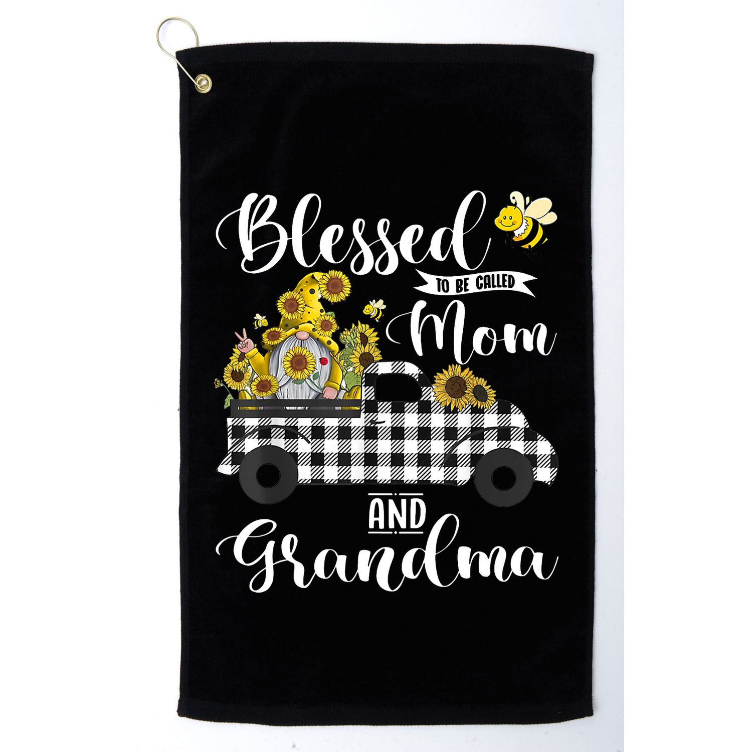 Blessed To Be Called Mom And Grandma Sunflower Gnome Golf Towel