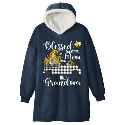 Blessed To Be Called Mom And Grandma Sunflower Gnome Hooded Wearable Blanket