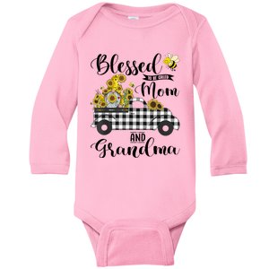 Blessed To Be Called Mom And Grandma Sunflower Gnome Baby Long Sleeve Bodysuit