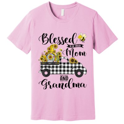 Blessed To Be Called Mom And Grandma Sunflower Gnome Premium T-Shirt