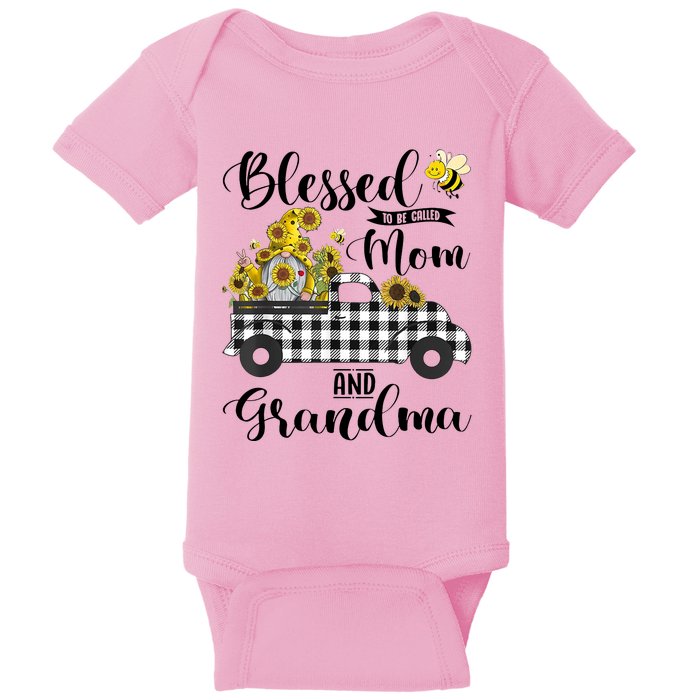 Blessed To Be Called Mom And Grandma Sunflower Gnome Baby Bodysuit