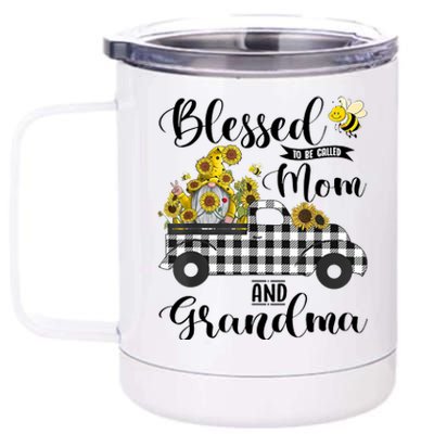 Blessed To Be Called Mom And Grandma Sunflower Gnome 12 oz Stainless Steel Tumbler Cup