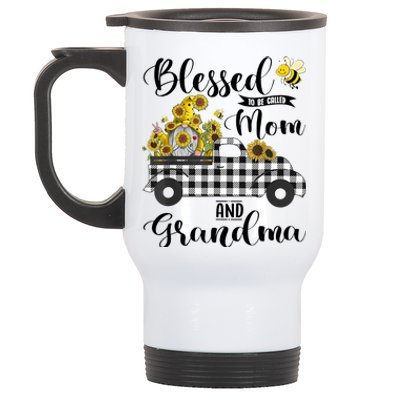 Blessed To Be Called Mom And Grandma Sunflower Gnome Stainless Steel Travel Mug