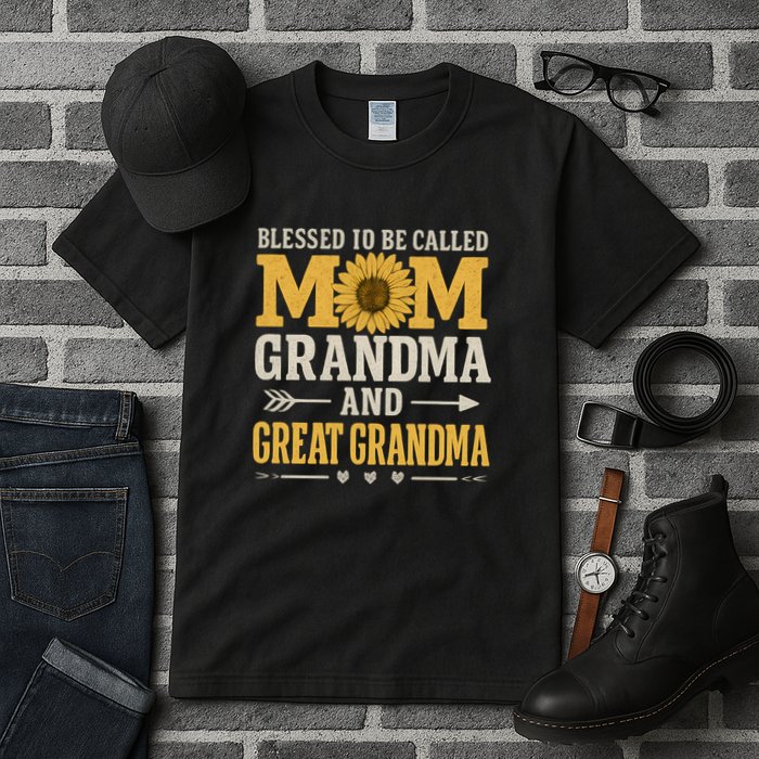 Blessed to Be Called Mom, Grandma, and Great Grandma Tall T-Shirt