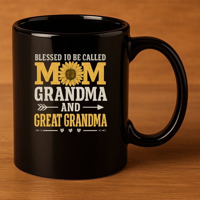 Blessed to Be Called Mom, Grandma, and Great Grandma 11oz C Handle Ceramic Mug