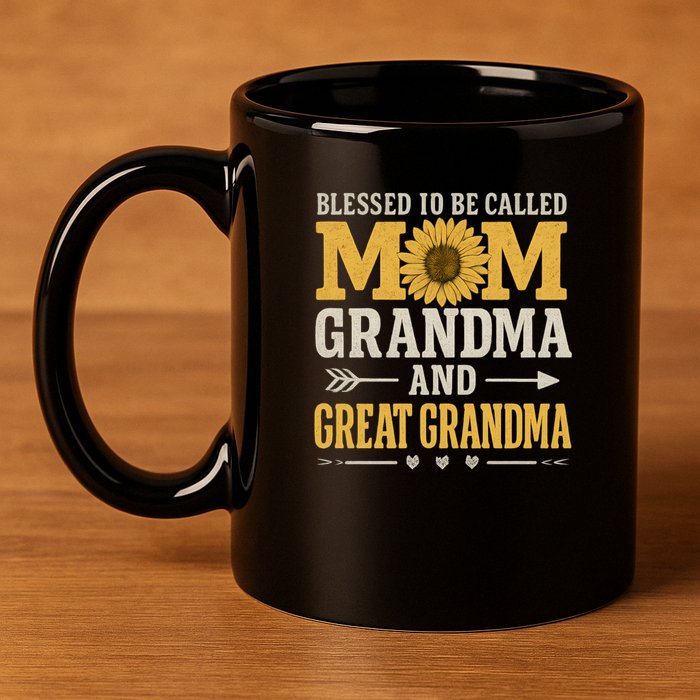 Blessed to Be Called Mom, Grandma, and Great Grandma 11oz C Handle Ceramic Mug