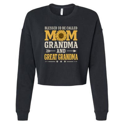 Blessed to Be Called Mom, Grandma, and Great Grandma Cropped Pullover Crew